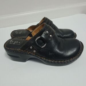 Born BOC Clogs Women's Size 8 Black Leather Comfort Work Shoes Slip On Shoes
